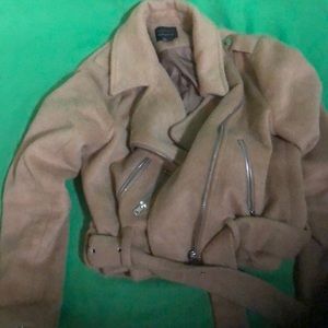 Suede tan biker jacket